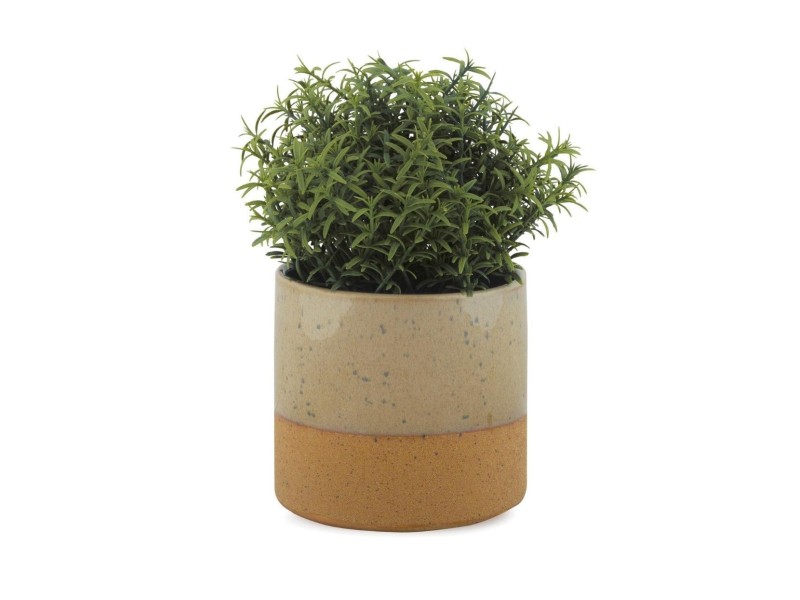 Macetero de cerámica beige de dos tonos