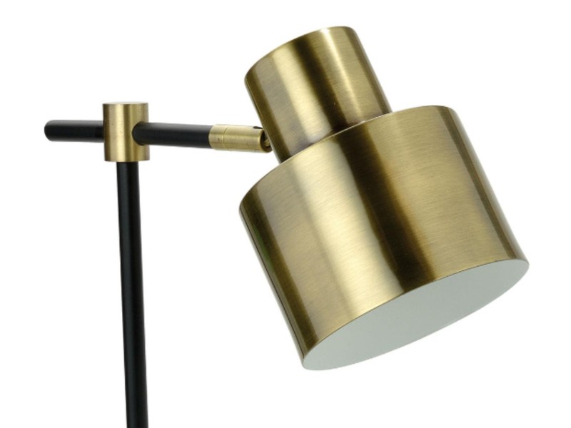 Lámpara de sobremesa industrial de metal dorada