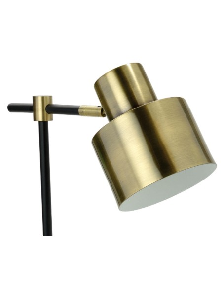 Lámpara de sobremesa industrial de metal dorada