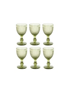 Set 6 copas grabado diamond verde 325 ml