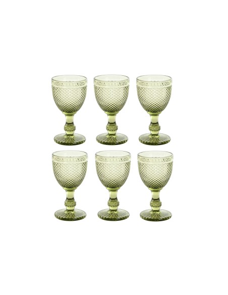 Set 6 copas grabado diamond verde 325 ml