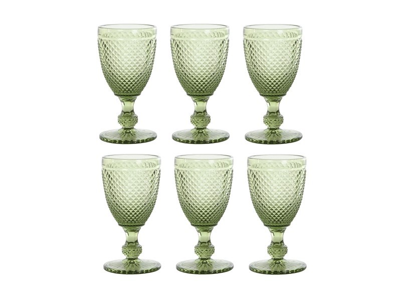 Set 6 copas grabado diamond verde 240 ml