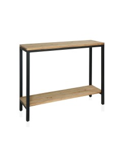 Consola auxiliar industrial negra de madera