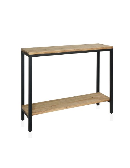 Consola auxiliar industrial negra de madera