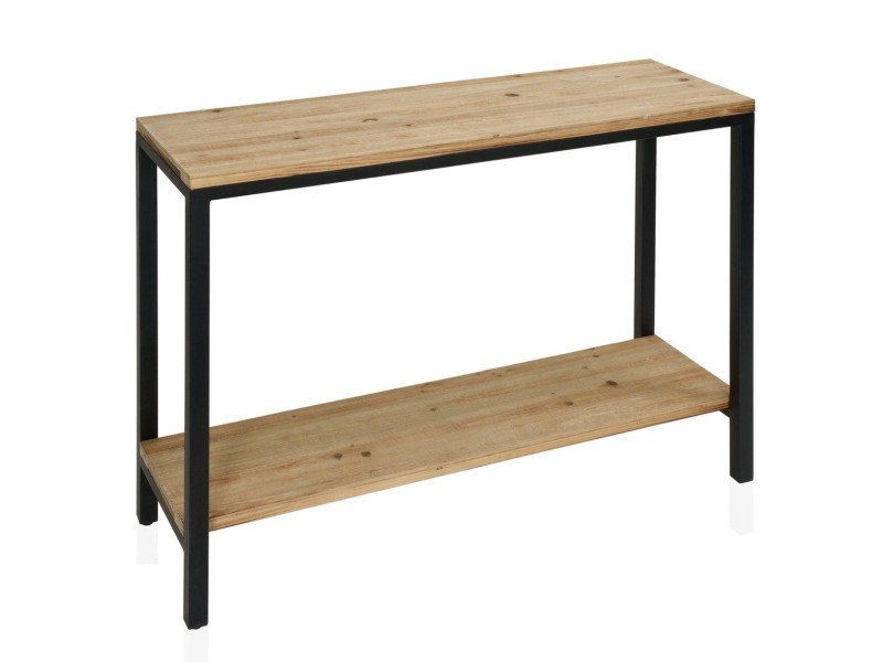 Consola auxiliar industrial negra de madera