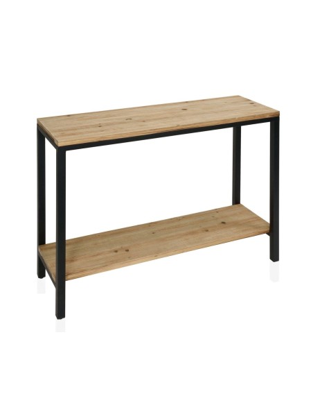 Consola auxiliar industrial negra de madera