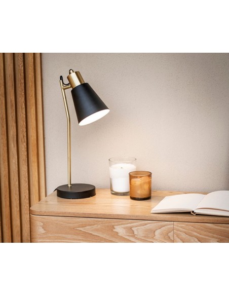 Lámpara de mesa industrial de metal negro