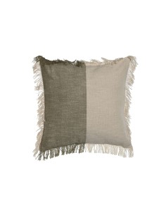 Cojín combinado beige y verde seco