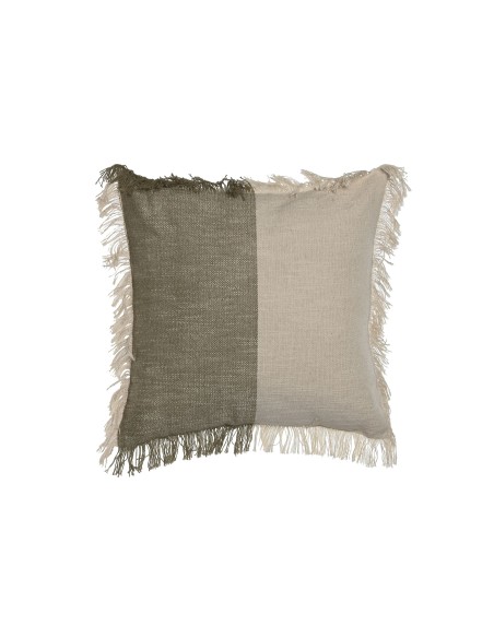 Cojín combinado beige y verde seco