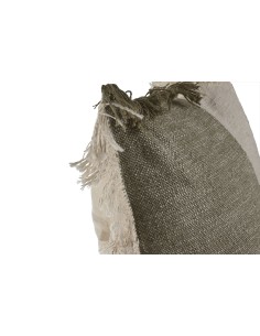 Cojín combinado beige y verde seco 2