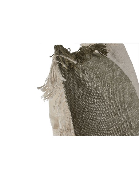 Cojín combinado beige y verde seco