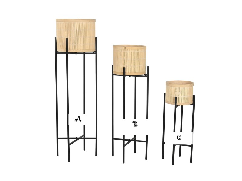 Maceteros de bambú con soporte