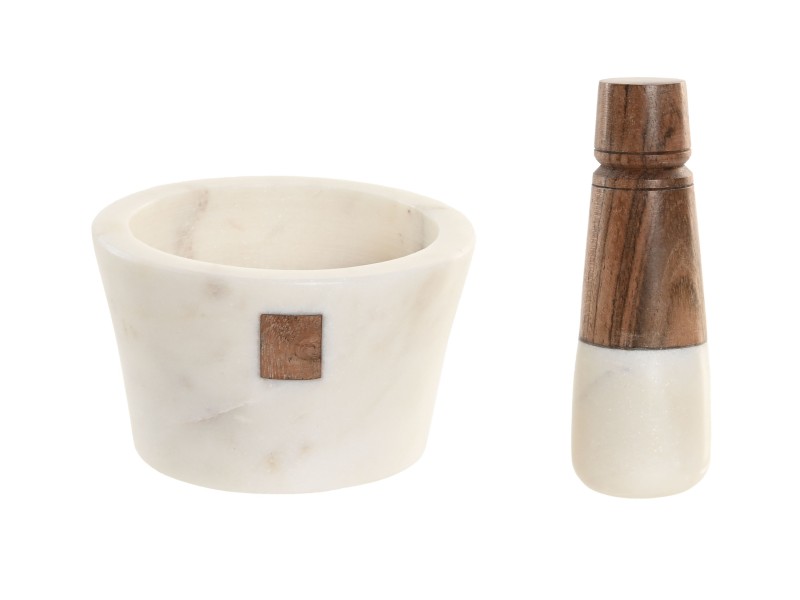 Mortero de mármol y acacia