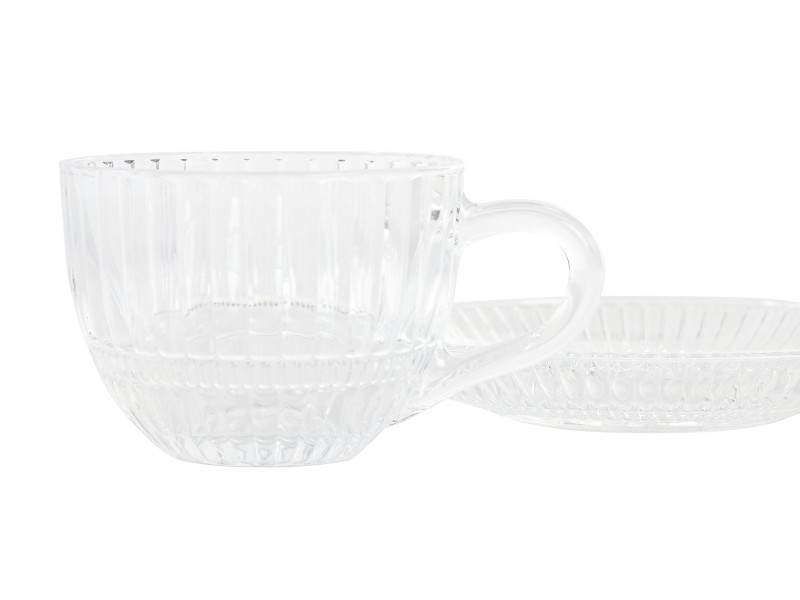 Juego de café cristal rayado