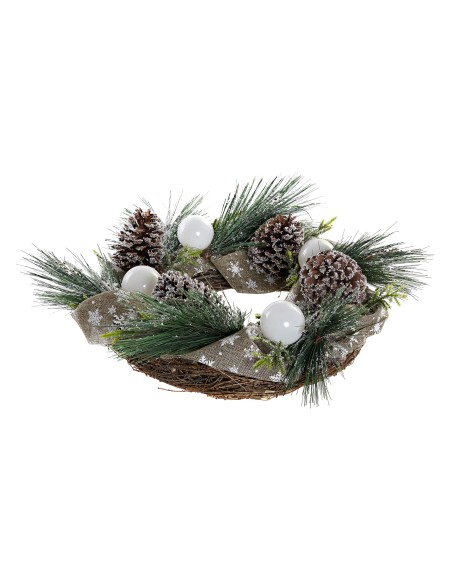 Corona piñas y copos de nieve