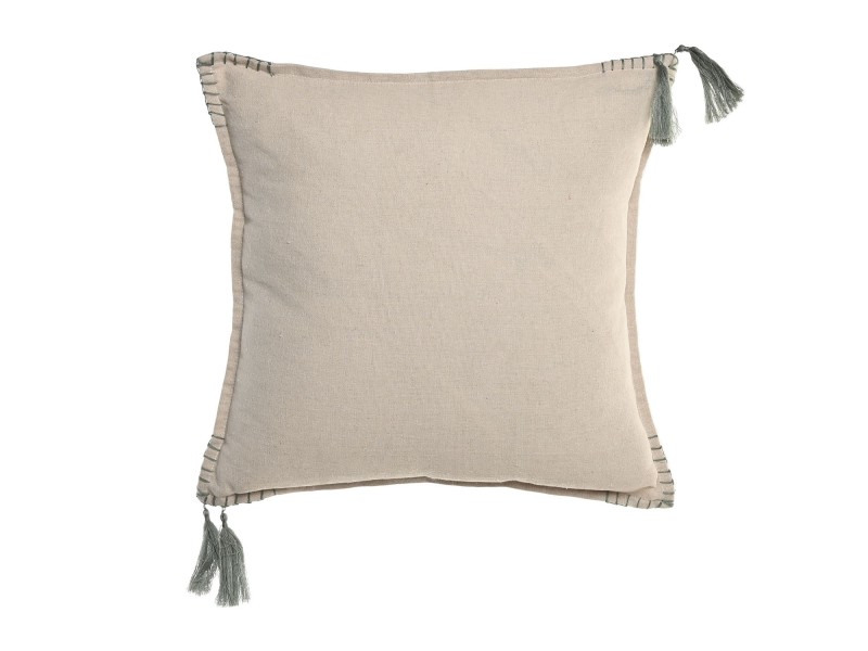 Cojín 45x45 borlas verdes
