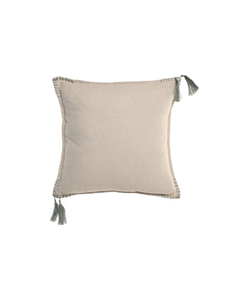 Cojín 45x45 borlas verdes