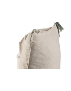 Cojín 45x45 borlas verdes 2