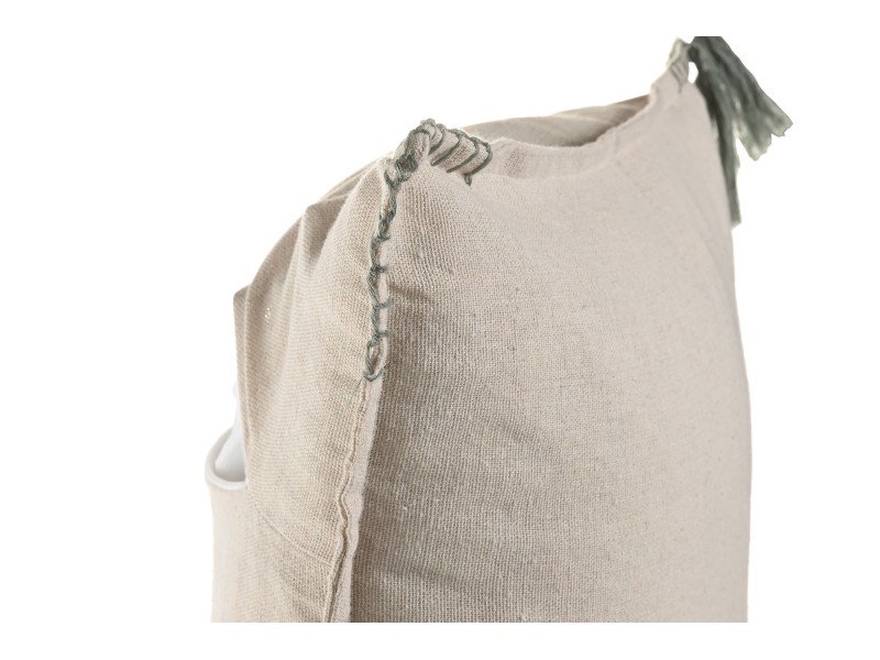 Cojín 45x45 borlas verdes