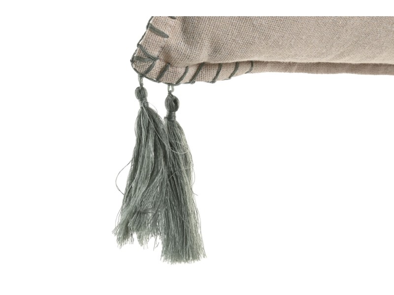 Cojín 45x45 borlas verdes