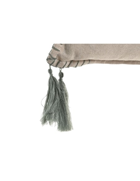 Cojín 45x45 borlas verdes