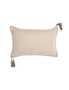 Cojín 30x50 borlas verdes