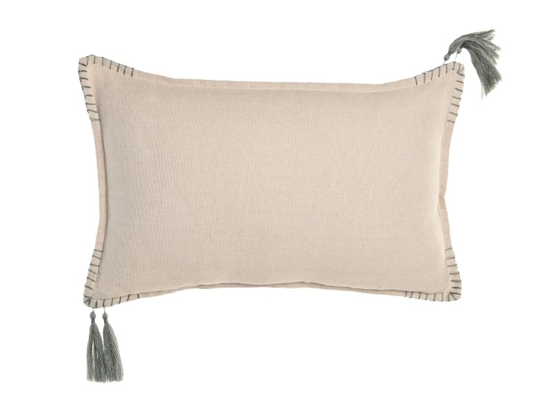 Cojín 30x50 borlas verdes