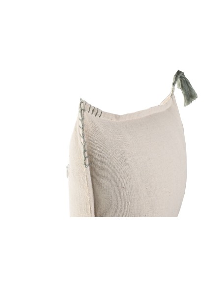 Cojín 30x50 borlas verdes