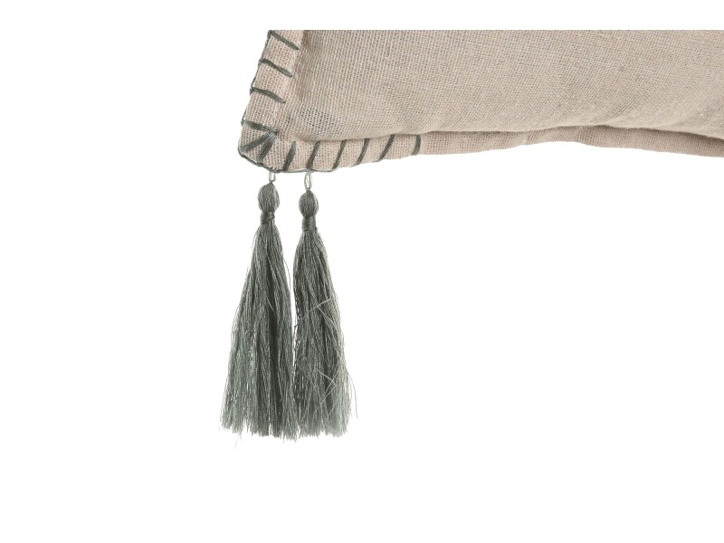 Cojín 30x50 borlas verdes