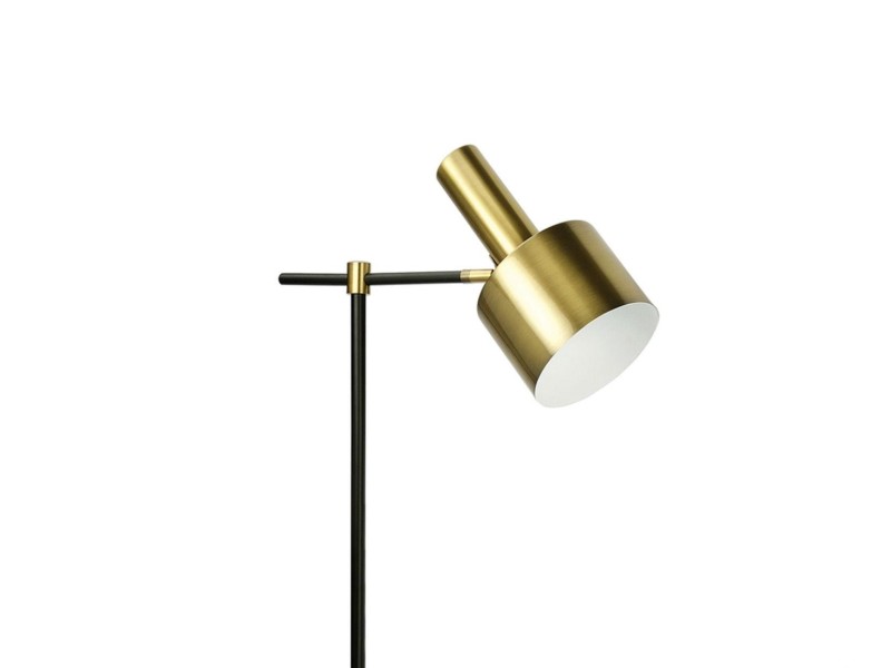 Lámpara de pie industrial de metal dorada