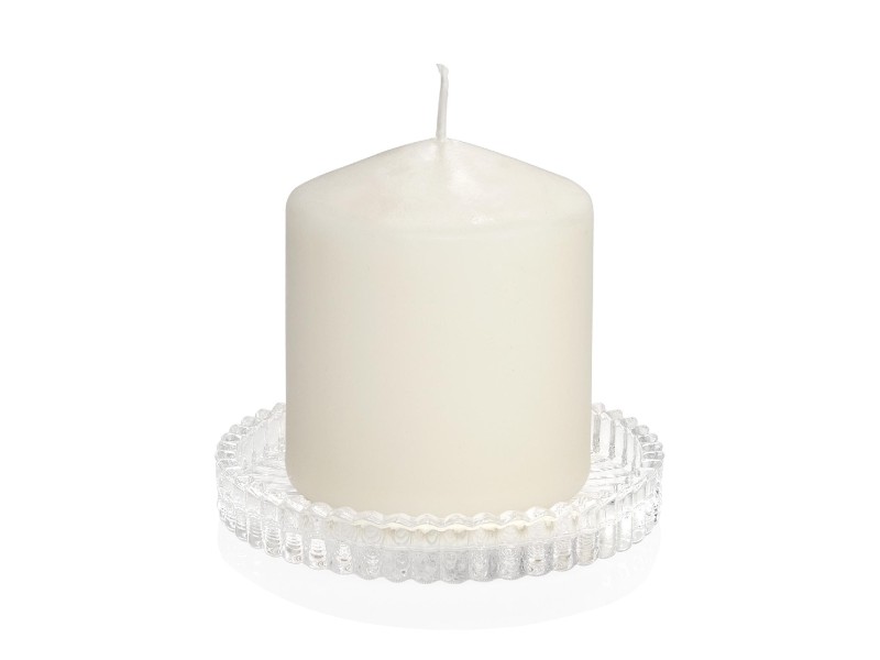 Portavelas bandeja circular de vidrio vintage